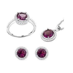 Gorgeous simulated Amethyst & Diamond ring set, Sz.10, new